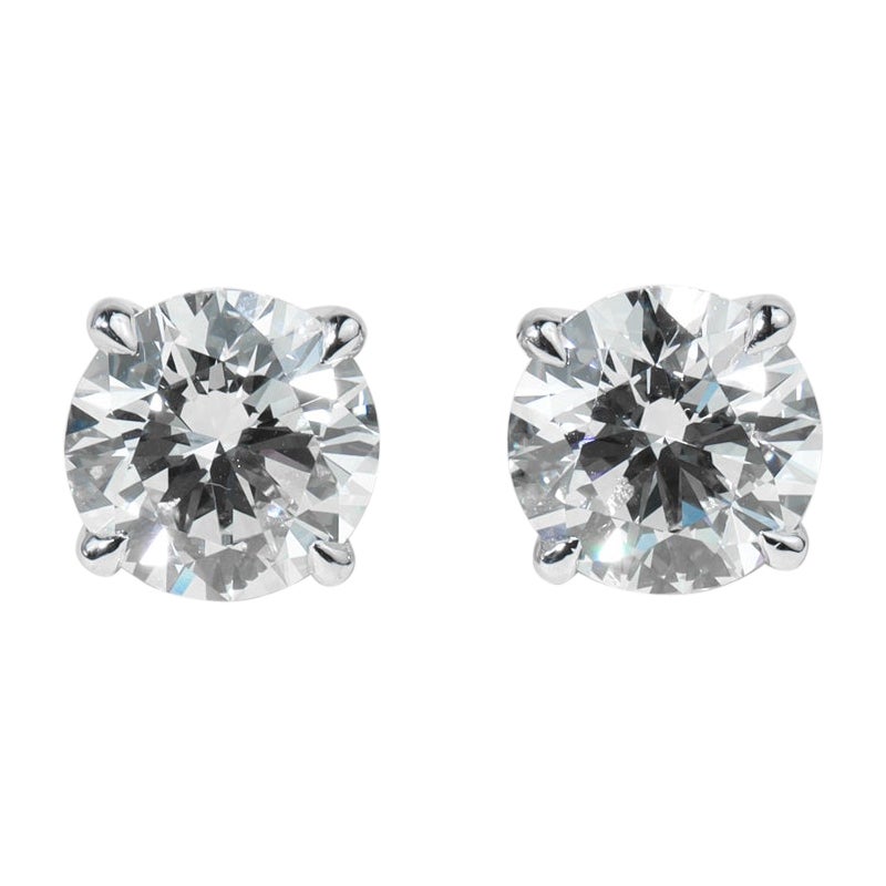GIA Report Certified E VVS 5 TCW Diamond Round Cut Stud Ears