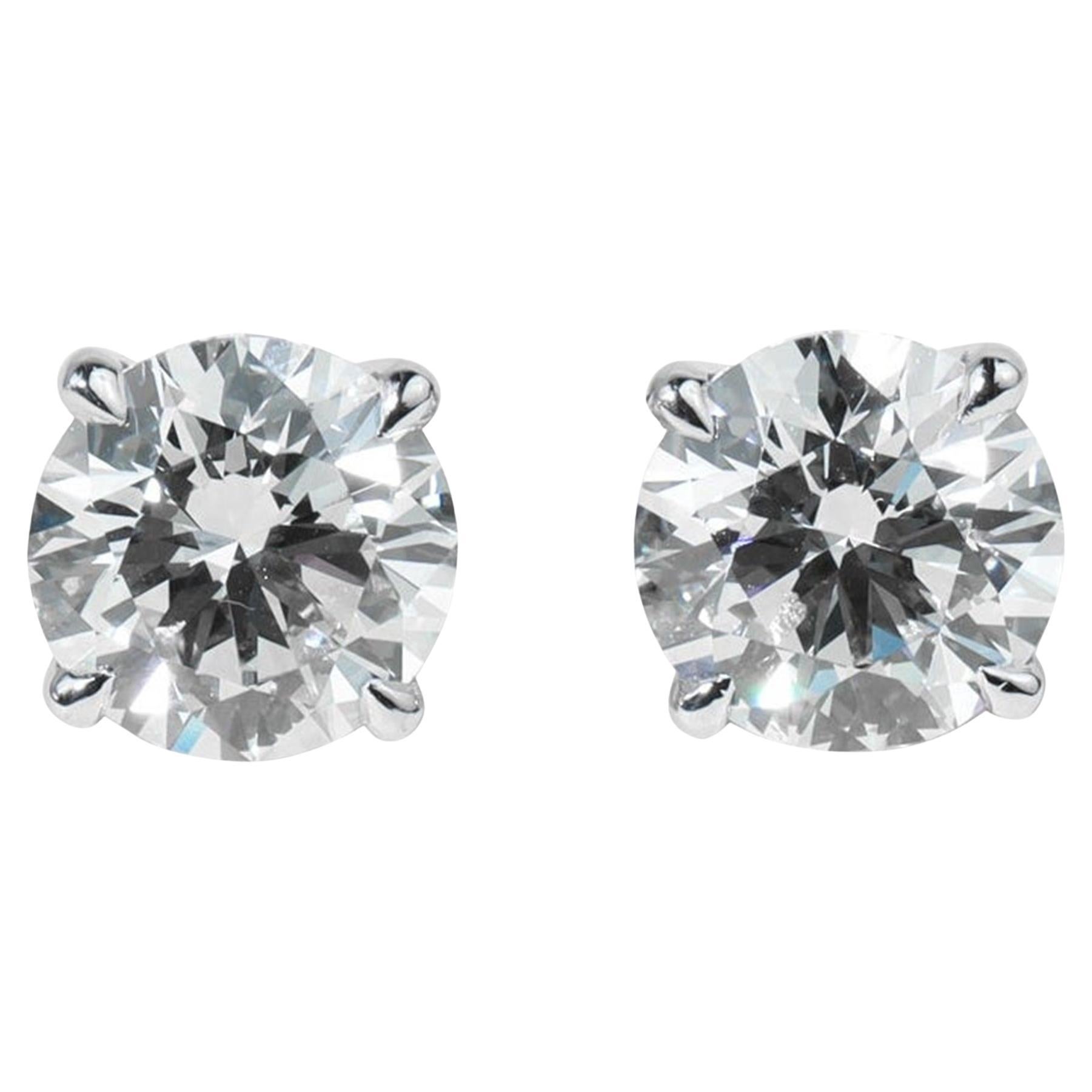 Orecchini con diamante solitario taglio rotondo certificati GIA 5TCW - Oro bianco 18K