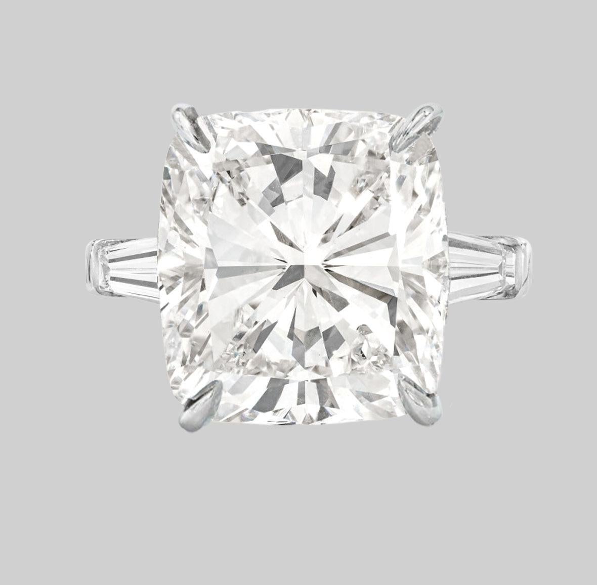Contemporary GIA Certified 6 Carat Cushion Brilliant Cut Diamond Engagement Ring E FLAWLESS For Sale