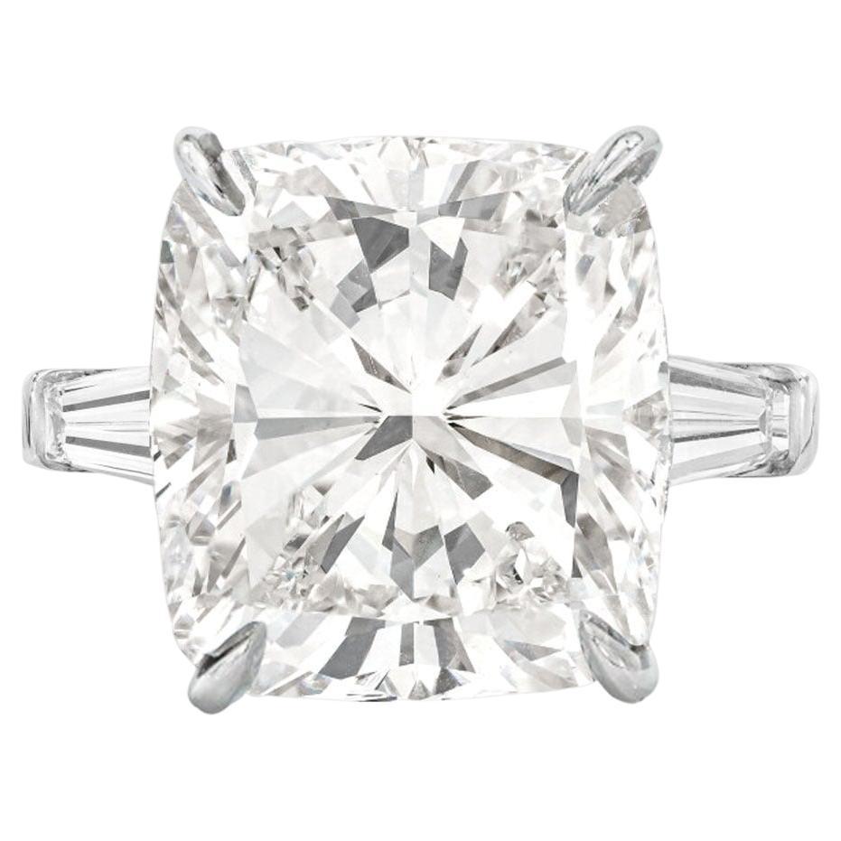 GIA Certified 6 Carat Cushion Brilliant Cut Diamond Engagement Ring E FLAWLESS For Sale