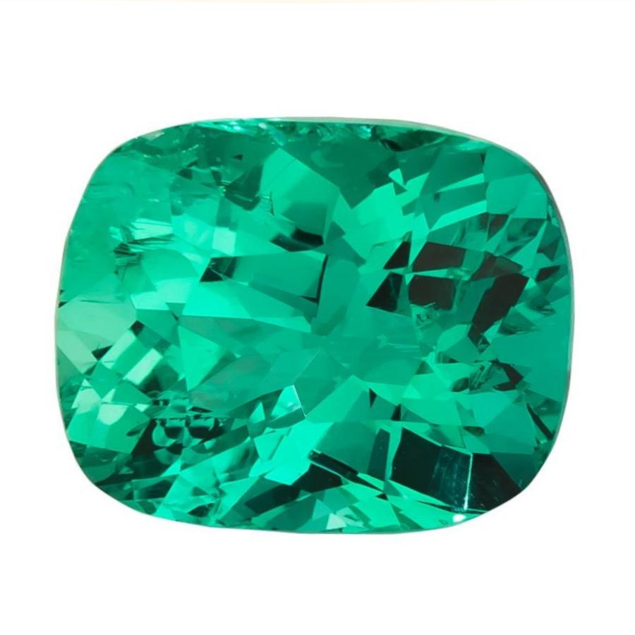 Contemporary GIA Certified 6.11 Carat Cushion Cut Green Emerald Ring For Sale