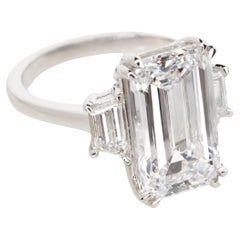 GIA Certified 5.51 Carat D Color Emerald Cut Diamond Ring