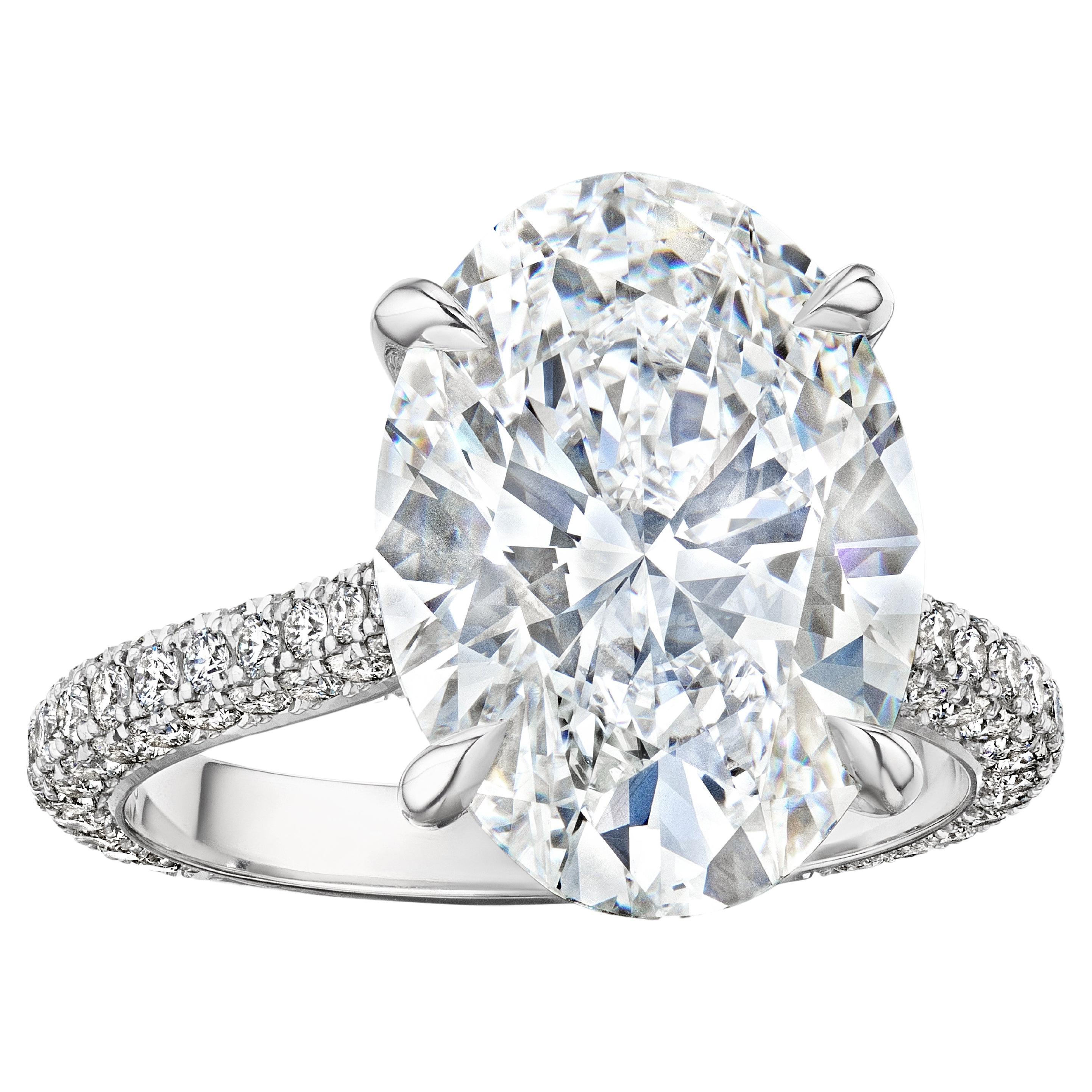 GIA Certified 6 Carat E SI1 Oval Diamond Engagement Ring "Alexandria" For Sale