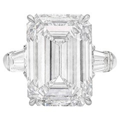Bague en diamant certifié GIA 7 carats taille émeraude VVS2 clarté F couleur