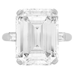GIA Certified 6 Carat Emerald Cut 18K White Gold Diamond Ring