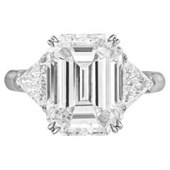 GIA Certified 6 Carat Emerald Cut Diamond Platinum Engagement Solitaire Ring