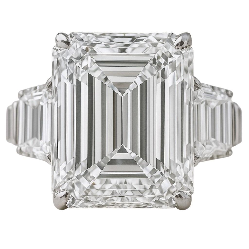 Taille émeraude Bague en platine certifiée GIA avec diamant taille émeraude de 6 carats en vente