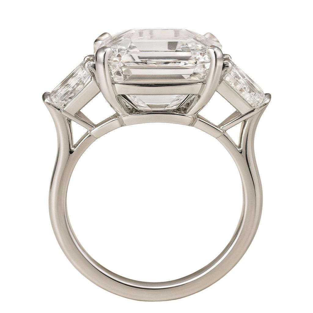 Bague en platine certifiée GIA avec diamant taille émeraude de 6 carats Unisexe en vente