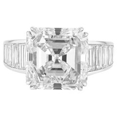 Anello in platino con diamante taglio smeraldo certificato GIA da 6 carati