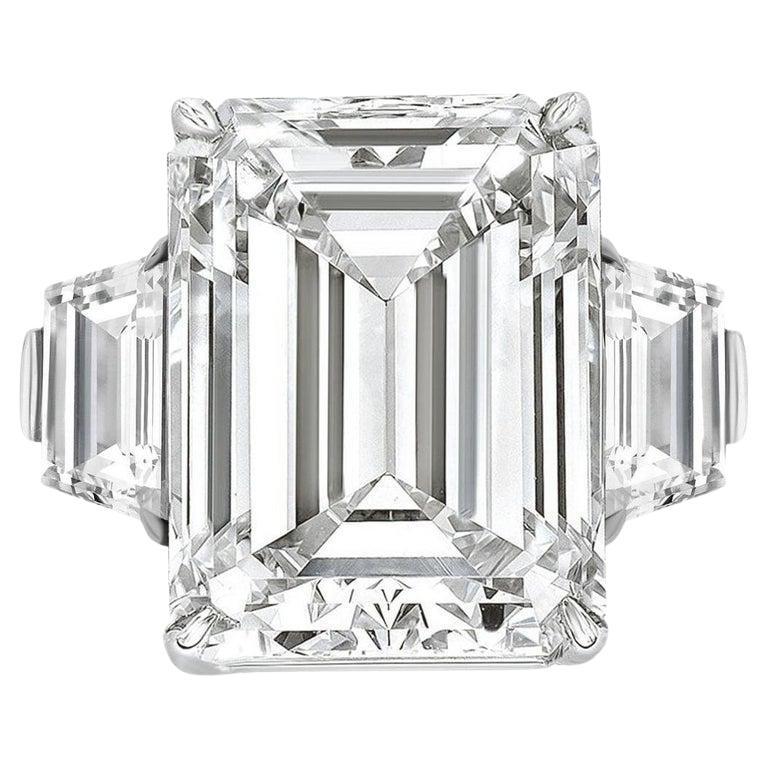 GIA Certified 6 Carat Emerald Cut Diamond Platinum Ring