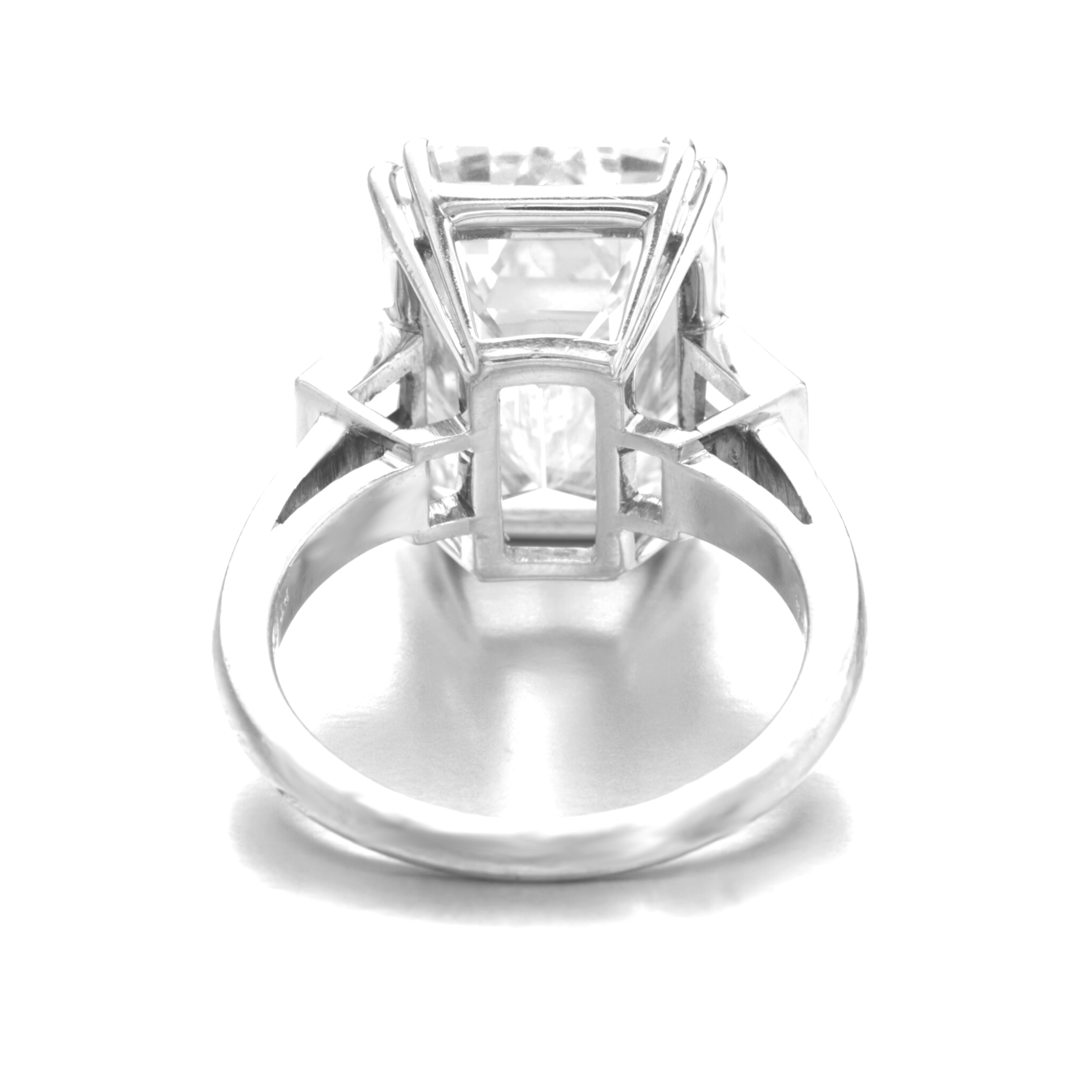 Contemporary GIA Certified 6-Carat Emerald Cut Diamond Ring in Platinum For Sale