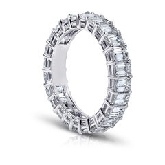 GIA Certified 6 Carat Emerald Cut Diamond Ring Platinum Eternity Band