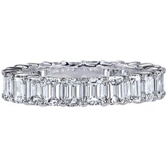 GIA Certified 6 Carat Emerald Cut Diamond Ring Platinum Eternity Band