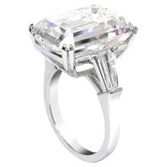 GIA Certified 6.03 Carat Emerald Cut Diamond Ring with Tapered Baguette