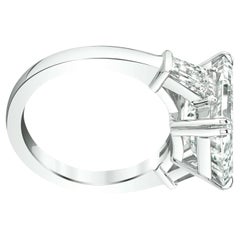 GIA Certified 6 Carat Emerald Cut Diamond Ring with tapered baguette