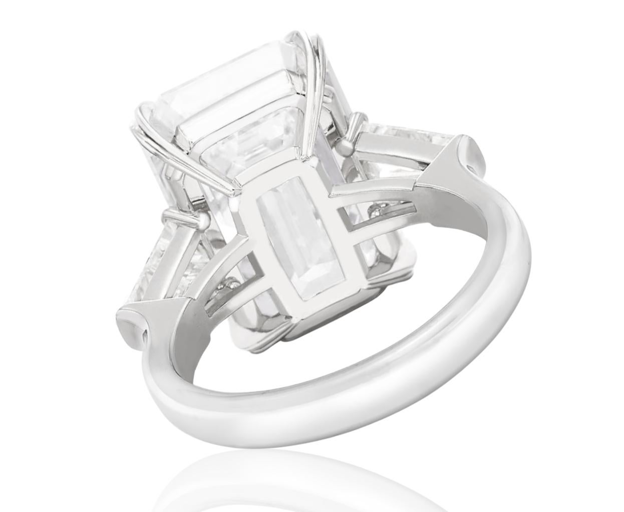 GIA Certified 6 Carat Emerald Cut Diamond Ring with Tapered Baguette