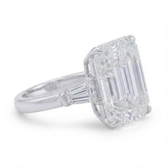 GIA Certified 6 Carat Emerald Cut Diamond Ring with Tapered Baguettes