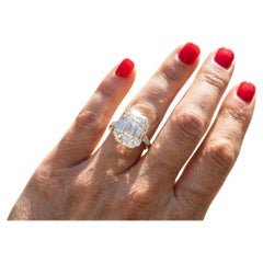 GIA Certified 6 Carat Emerald Cut Diamond Ring with Tapered Baguettes