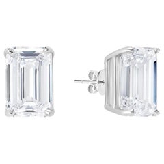 GIA Certified 6 Carat Emerald Cut Diamond Studs Top Quality D/E Color