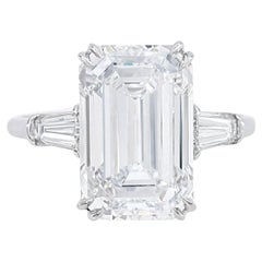 GIA Certified 6 Carat F Color VS Clarity Emerald Diamond Ring