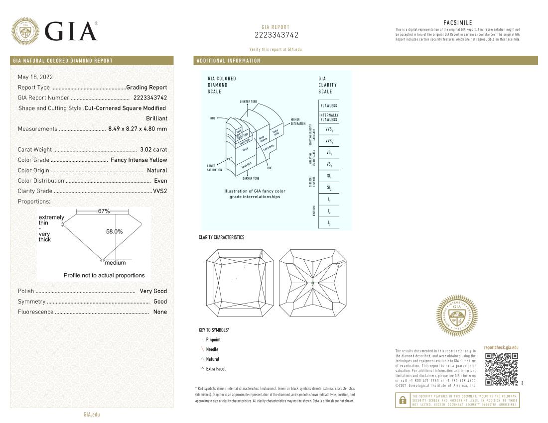 GIA Certified 6 Carat Fancy Intense Yellow Cushion Cut Diamond Studs In New Condition In Rome, IT