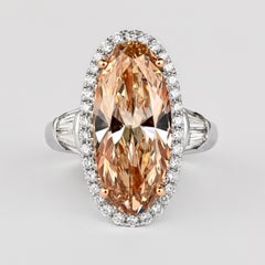 GIA Certified 6 Carat Fancy Light Yellow-Brown Diamond 18K White Gold Ring