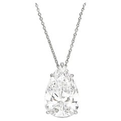 GIA Certified 6 Carat Flawless Pear Cut Diamond Pendant Platinum Necklace
