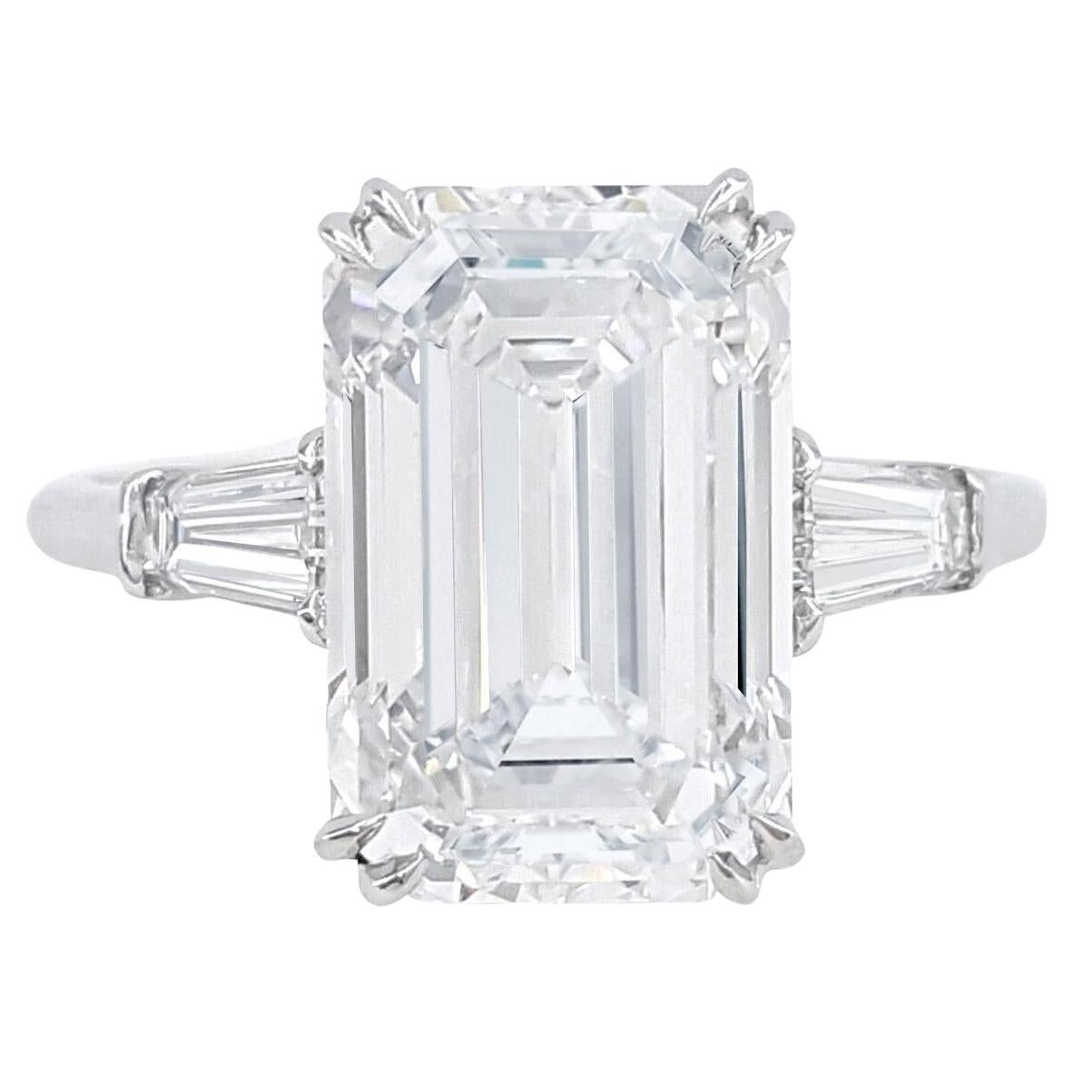 GIA Certified 9 Carat Emerald Cut Diamond Ring For Sale