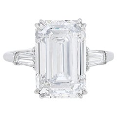 Retro GIA Certified 9 Carat Emerald Cut Diamond Ring