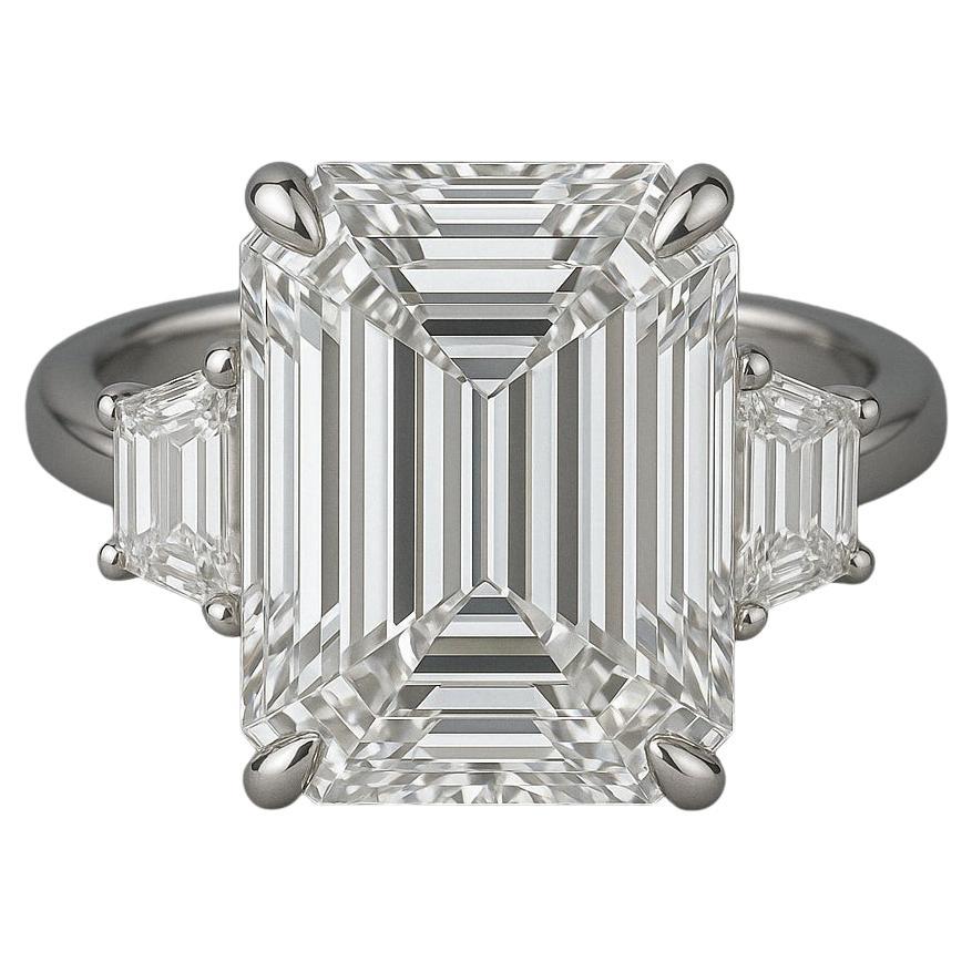 GIA Certified 6 Carat G Color VVS2 Emerald Cut Diamond Engagement Ring