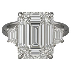 Anello di fidanzamento con diamante taglio smeraldo certificato GIA da 6 carati con colore G VVS2