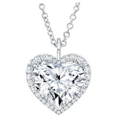 GIA Certified 6 Carat Heart Shape Diamond 18 Carats Gold Necklace