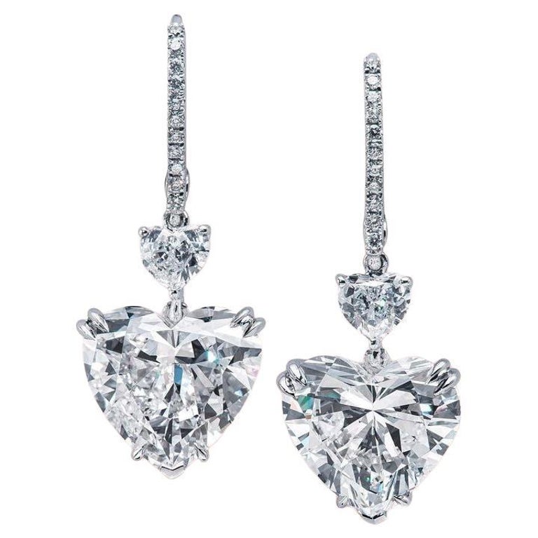 GIA Certified 6 Carat Heart Shape Diamond Earrings For Sale at 1stDibs