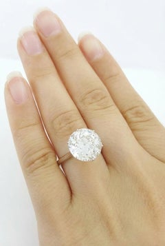 Anello solitario in platino con diamante vecchio taglio europeo certificato GIA da 6 carati