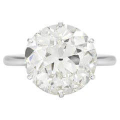 Anello solitario in platino con diamante vecchio taglio europeo certificato GIA da 6 carati