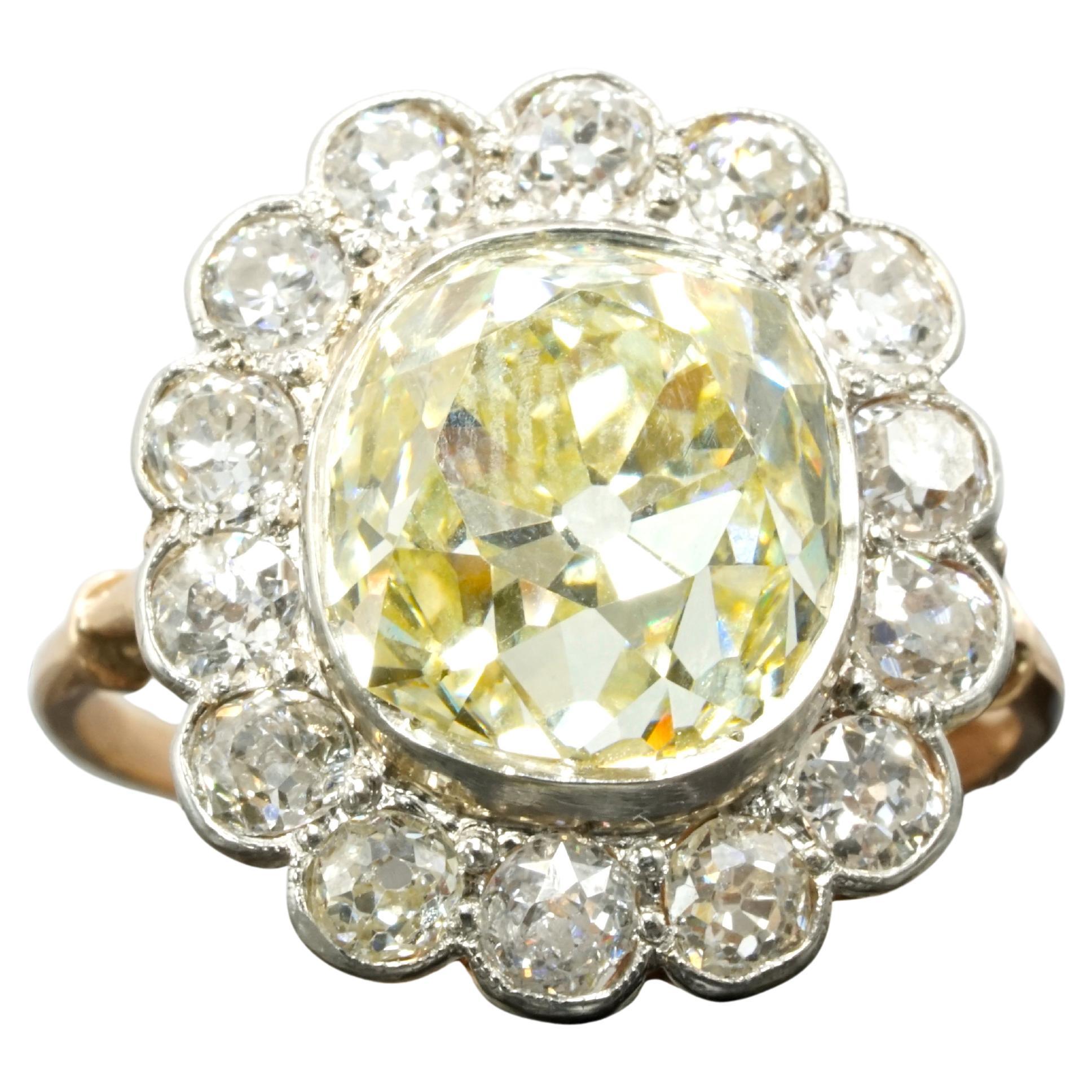 GIA Certified 6 Carat Old Mine Cut Diamond 14k Rose Gold and Platinum Ring