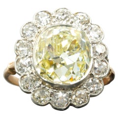 GIA Certified 6 Carat Old Mine Cut Diamond 14k Rose Gold and Platinum Ring