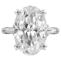 Bague avec diamant ovale de 6 carats certifié GIA, couleur E