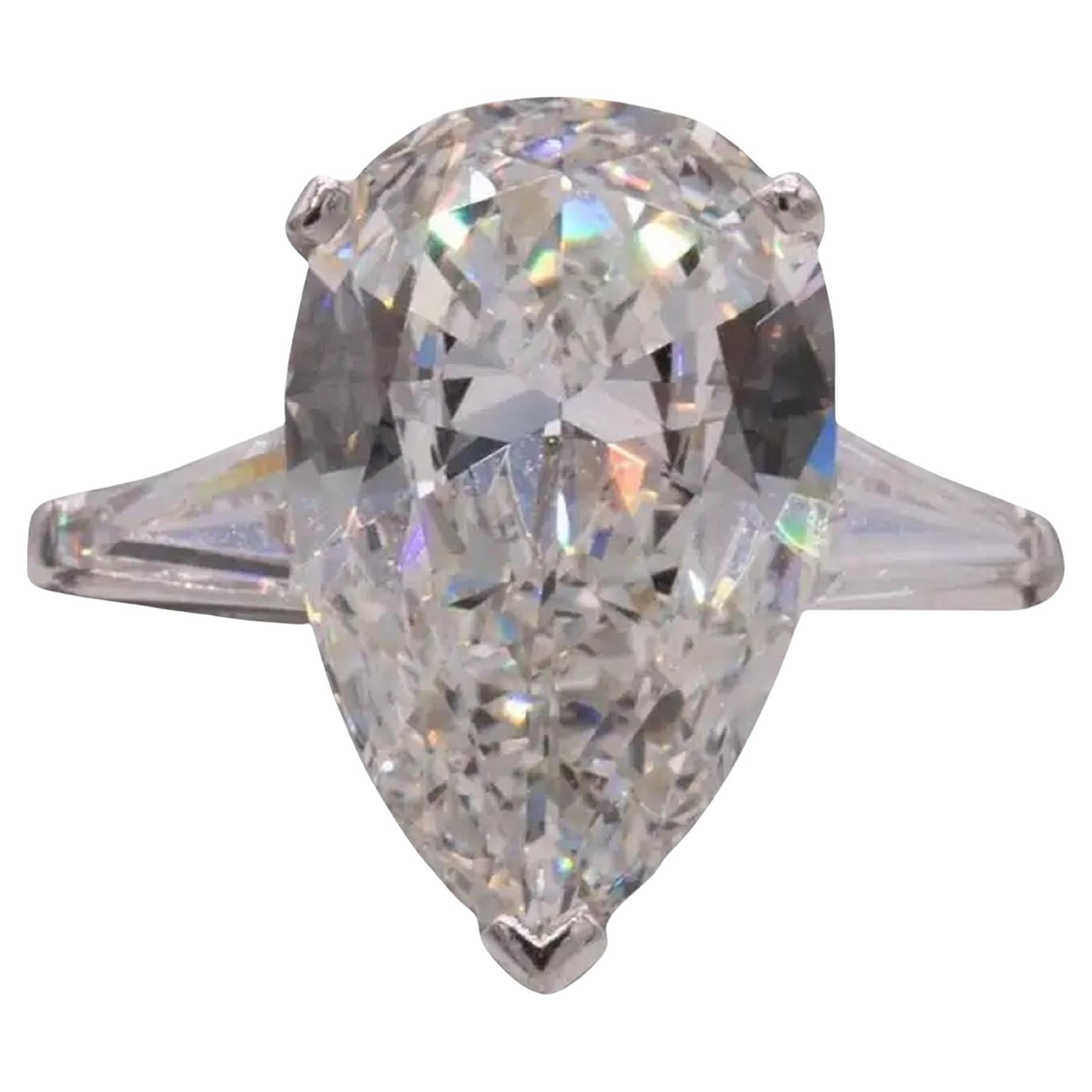 GIA Certified 6 Carat Pear Cut Diamond Ring