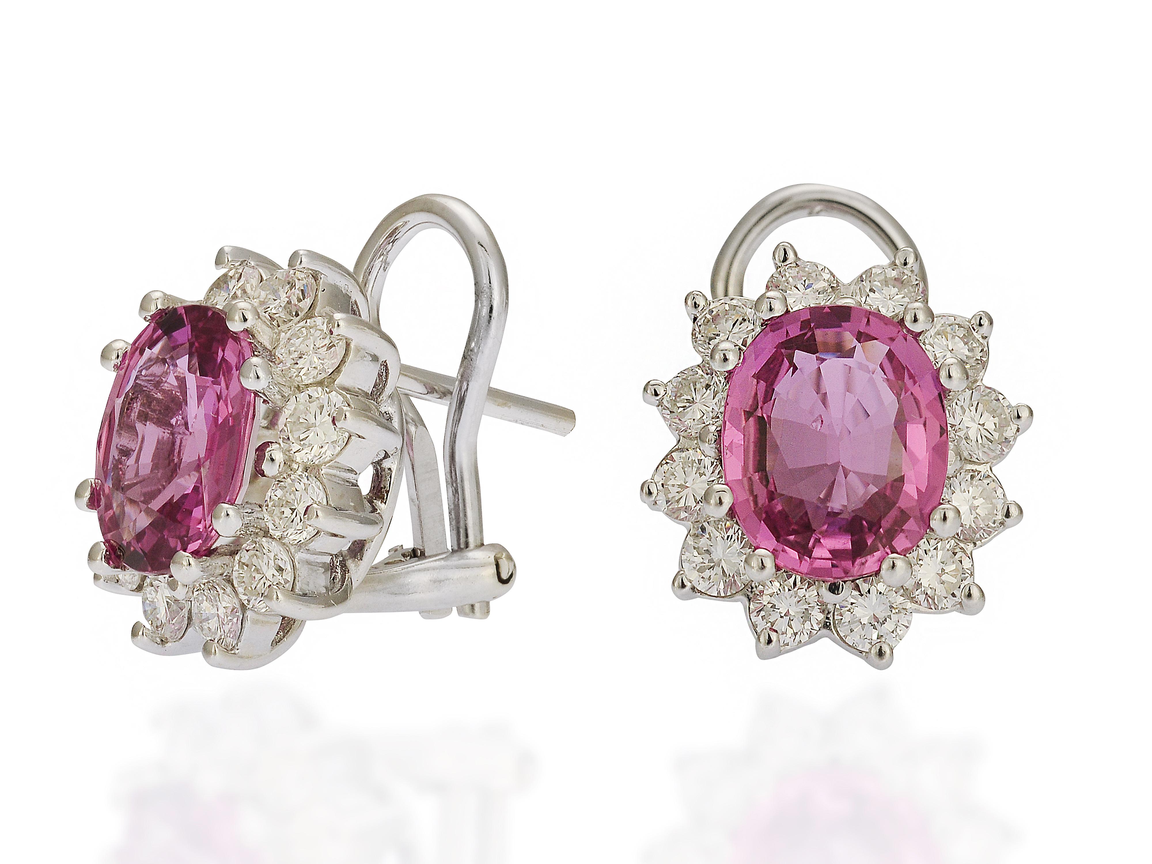 GIA-Bericht zertifizierte 6 Karat rosa Saphir- und Diamant-Ohrringe (Zeitgenössisch) im Angebot
