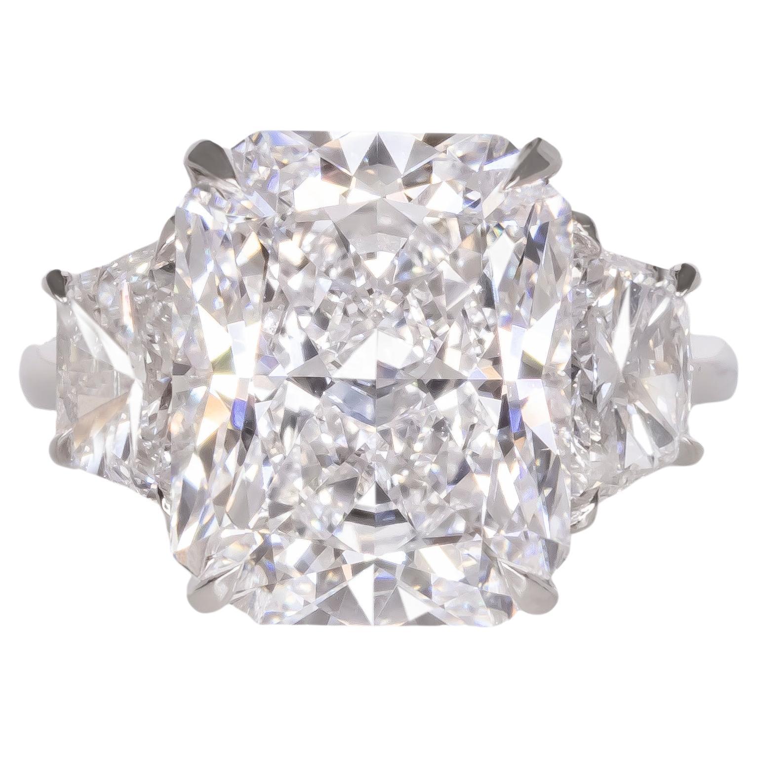 GIA Certified 6 Carat Radiant Cut Diamond Ring Flawless Clarity For Sale