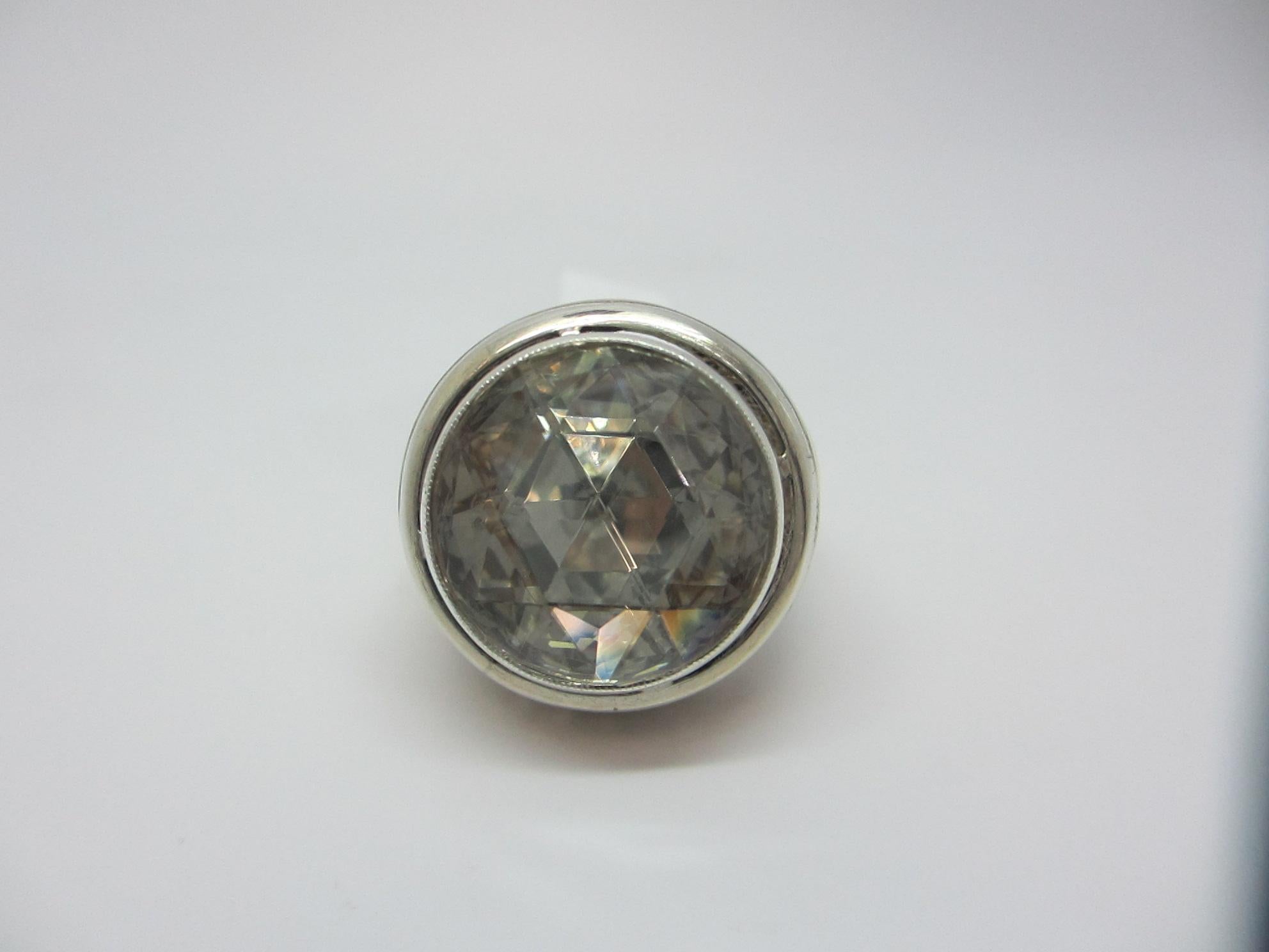 Taglio a rosa Anello vintage con diamante taglio rosa da 6 carati certificato GIA in vendita