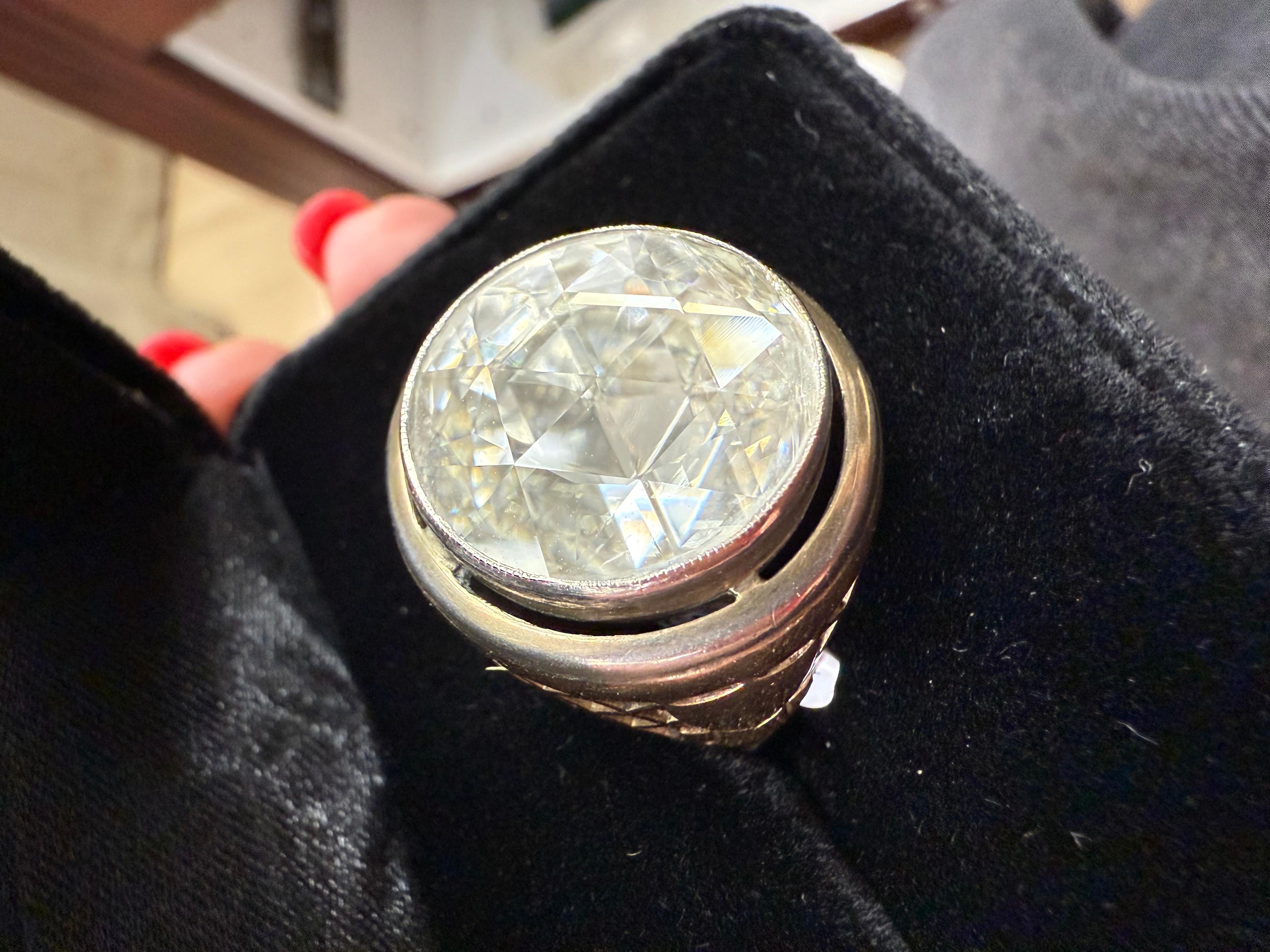 Anello vintage con diamante taglio rosa da 6 carati certificato GIA in vendita 2