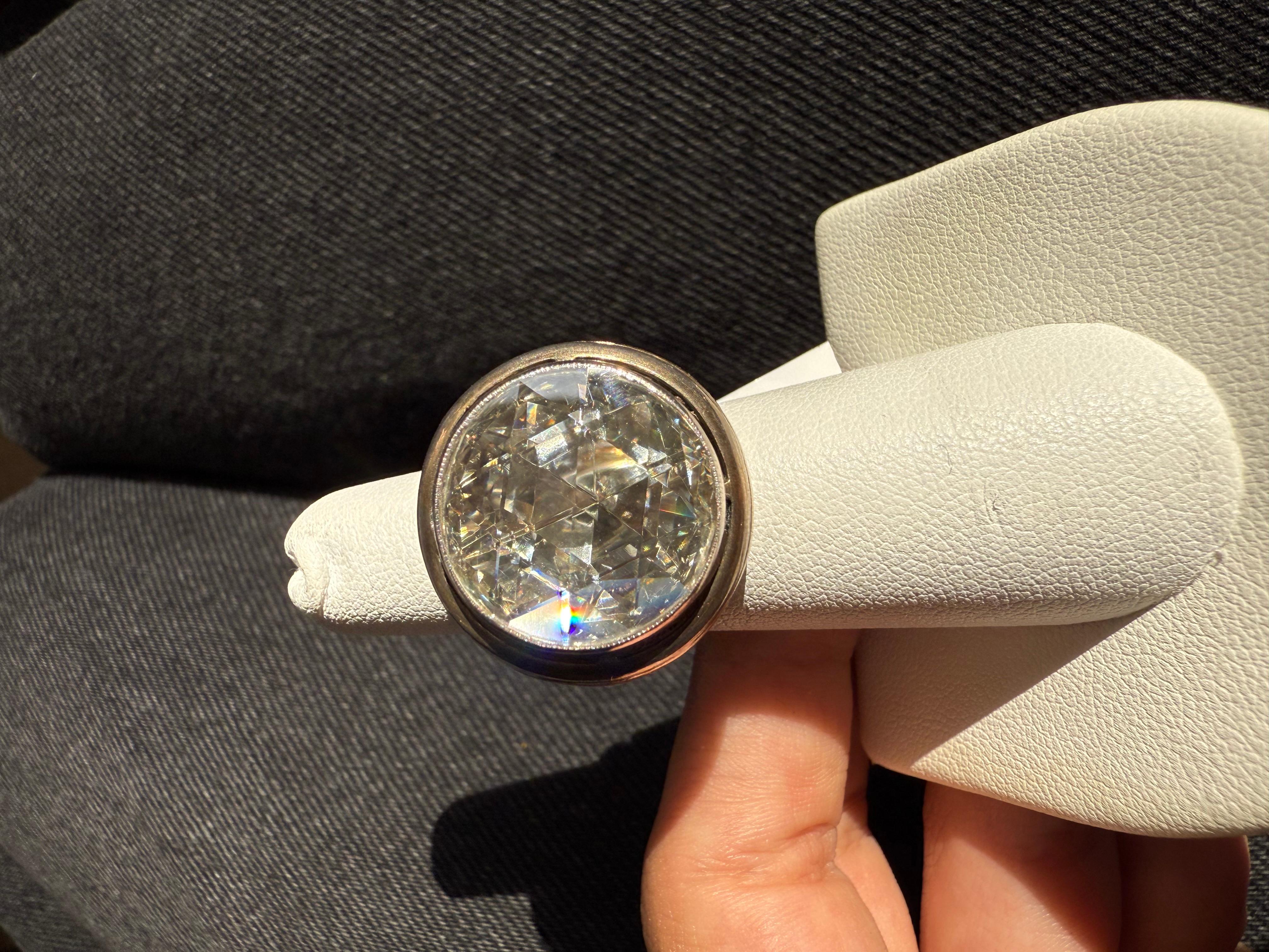 Anello vintage con diamante taglio rosa da 6 carati certificato GIA in vendita 4