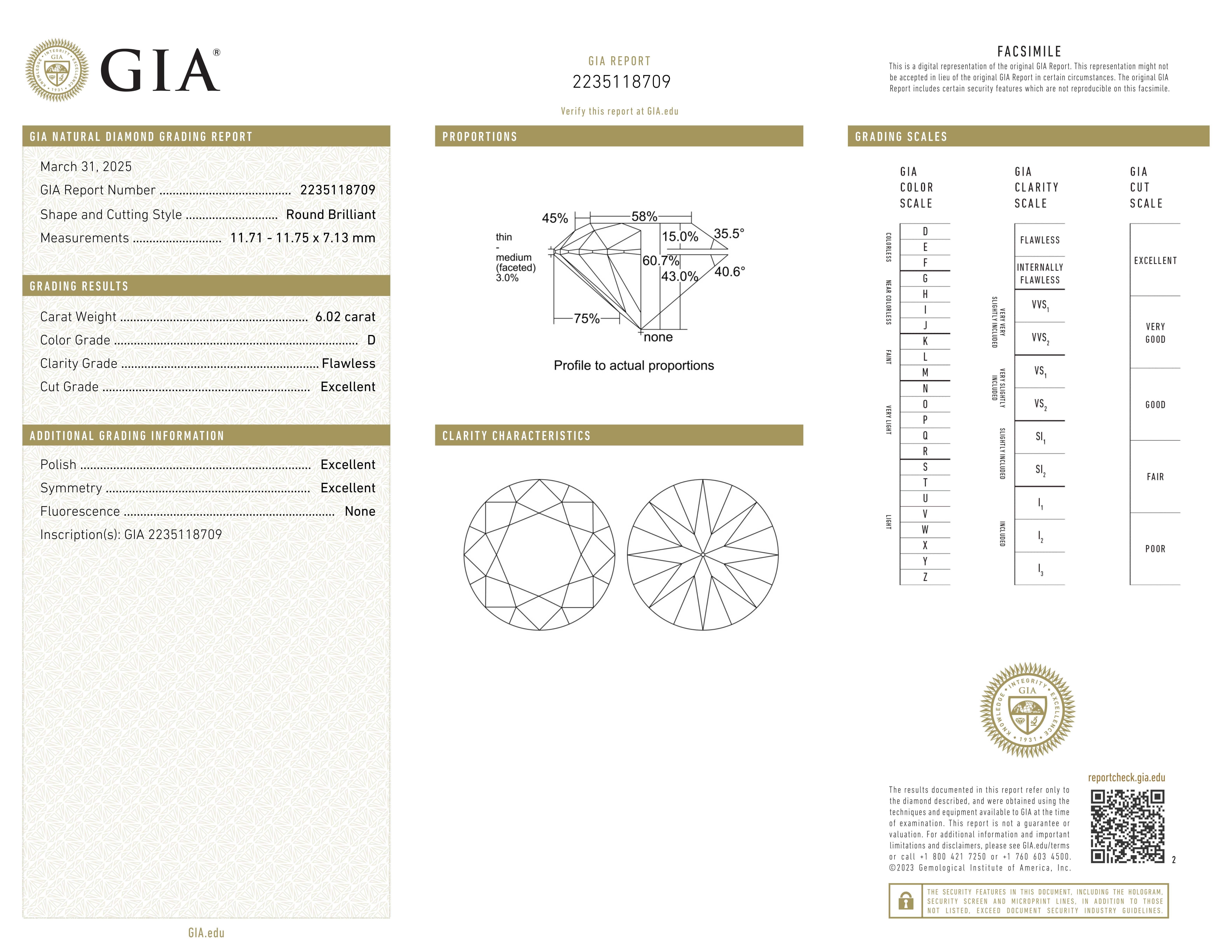 GIA zertifiziert 6 Karat Rundschliff Diamantring D FLAWLESS im Zustand „Neu“ im Angebot in Chicago, IL