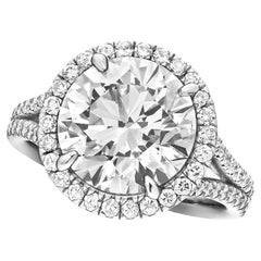 GIA Certified 6 Carat Round Shape Diamond Platinum Ring 3X