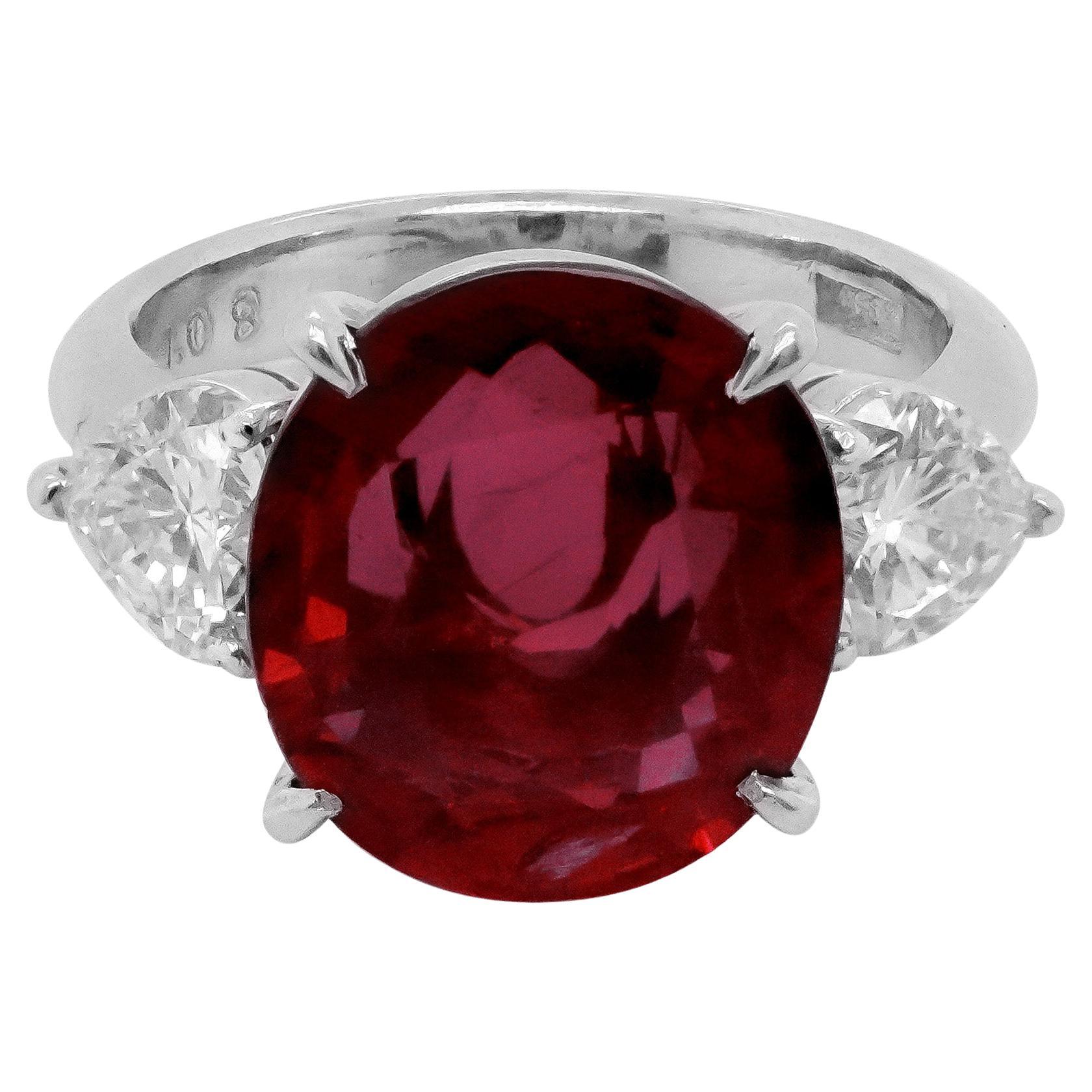 GIA Certified 6 Carat Thai Ruby Mirror Clean Rare Investment Ring PT 900 For Sale