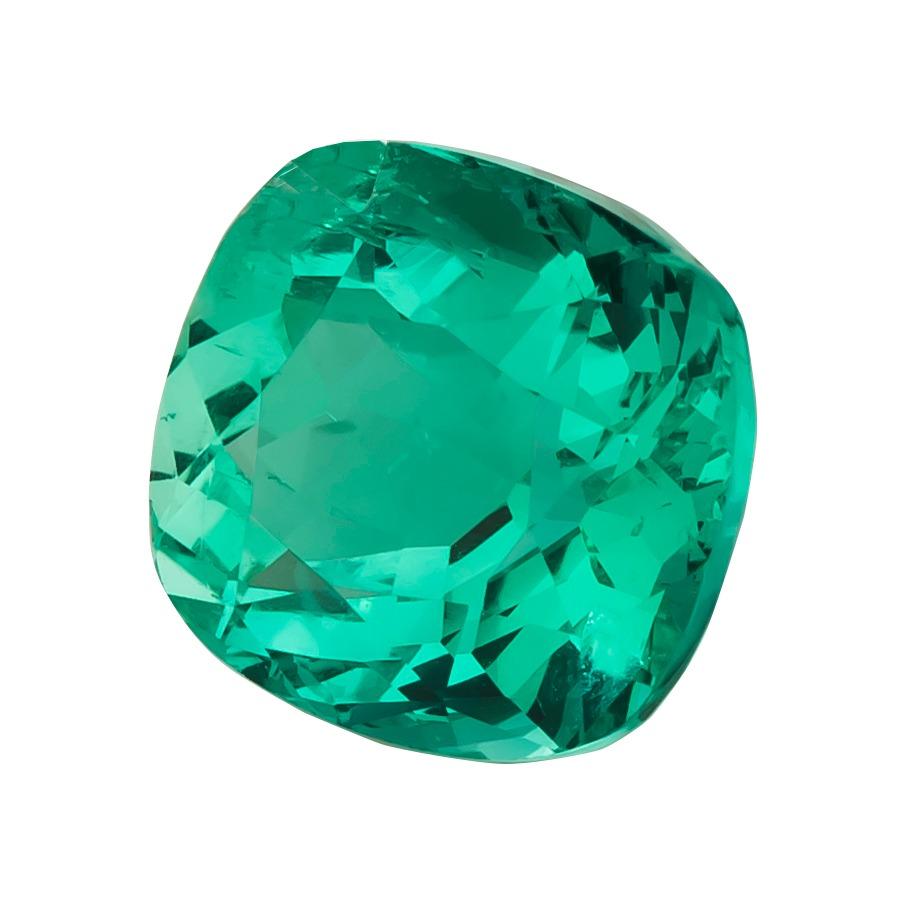 Contemporary GIA Certified 6 Carat Cushion Cut Green Emerald Ring For Sale