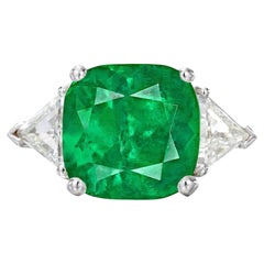 GIA Certified 6 Carat Vivid Green Emerald Ring