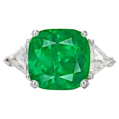 Bague certifiée GIA de 6 carats en émeraude verte Vivid